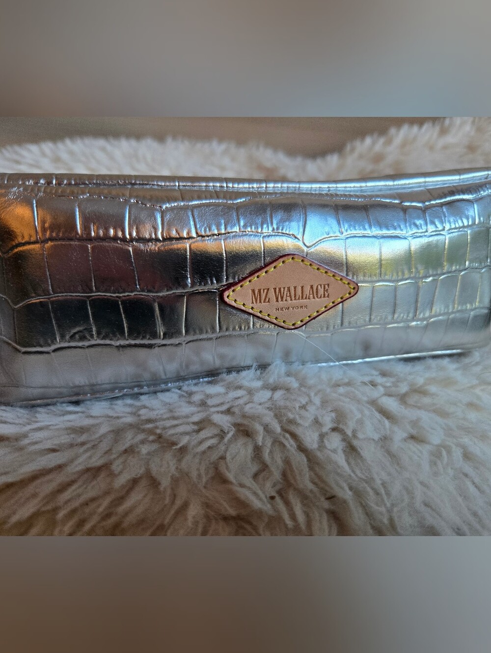 NWT MZ Wallace LEATHER Silver Croc Medium Luna Cosmetic - Picture 4 of 8